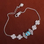دستبند فیروزه زنانه کد 15710