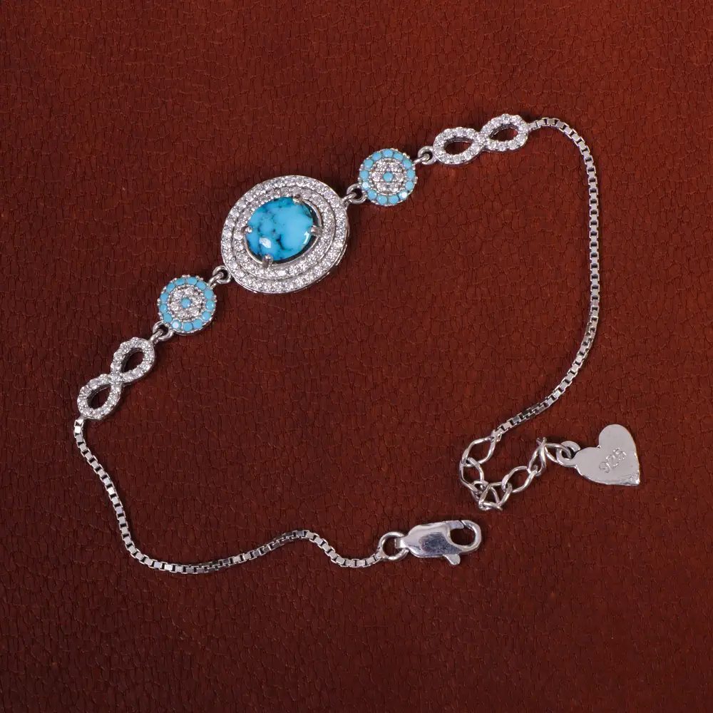 دستبند فیروزه زنانه کد 15719