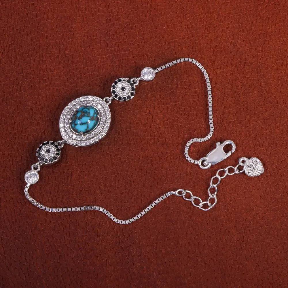 دستبند فیروزه زنانه کد 15730