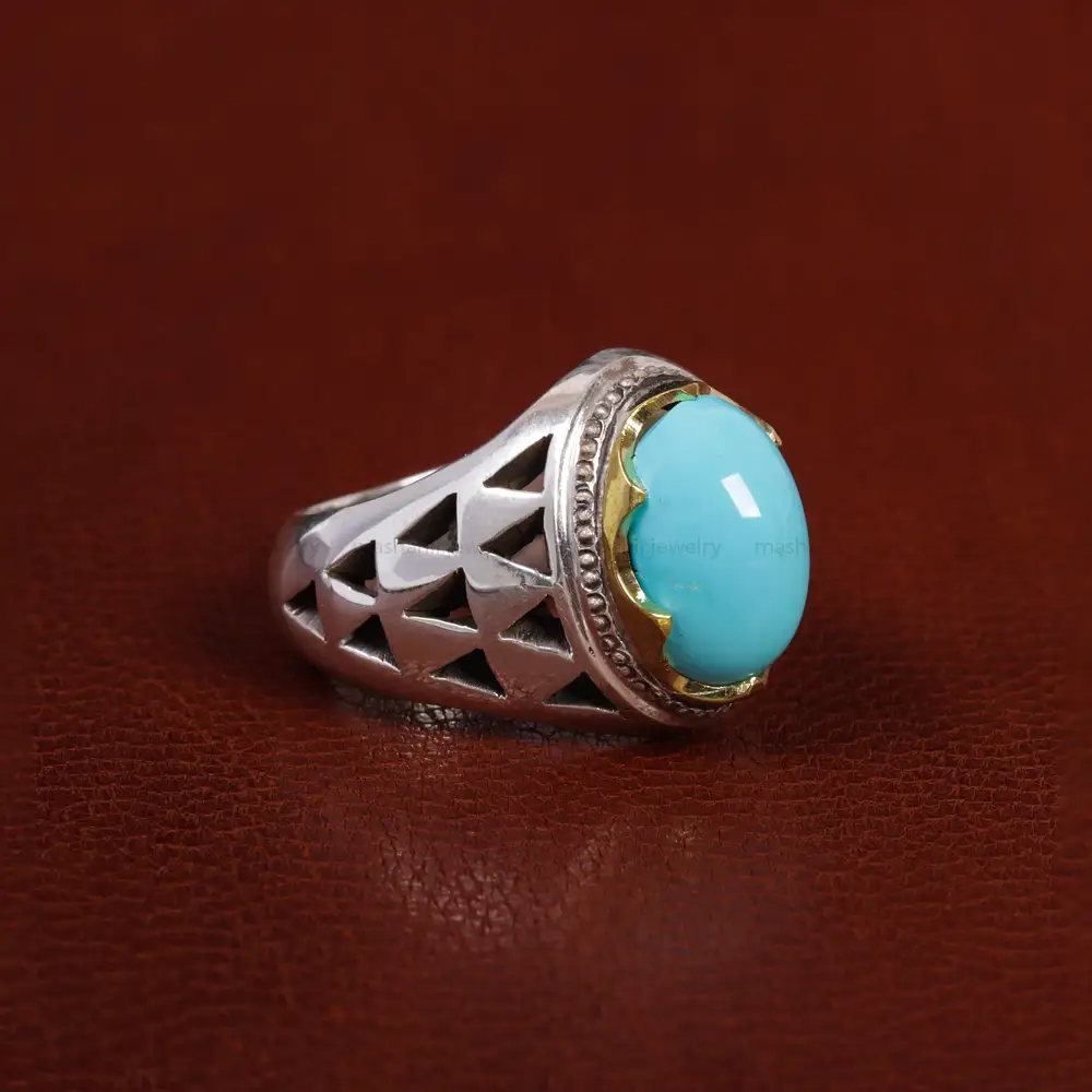 انگشتر فیروزه عجمی مردانه کد 15741