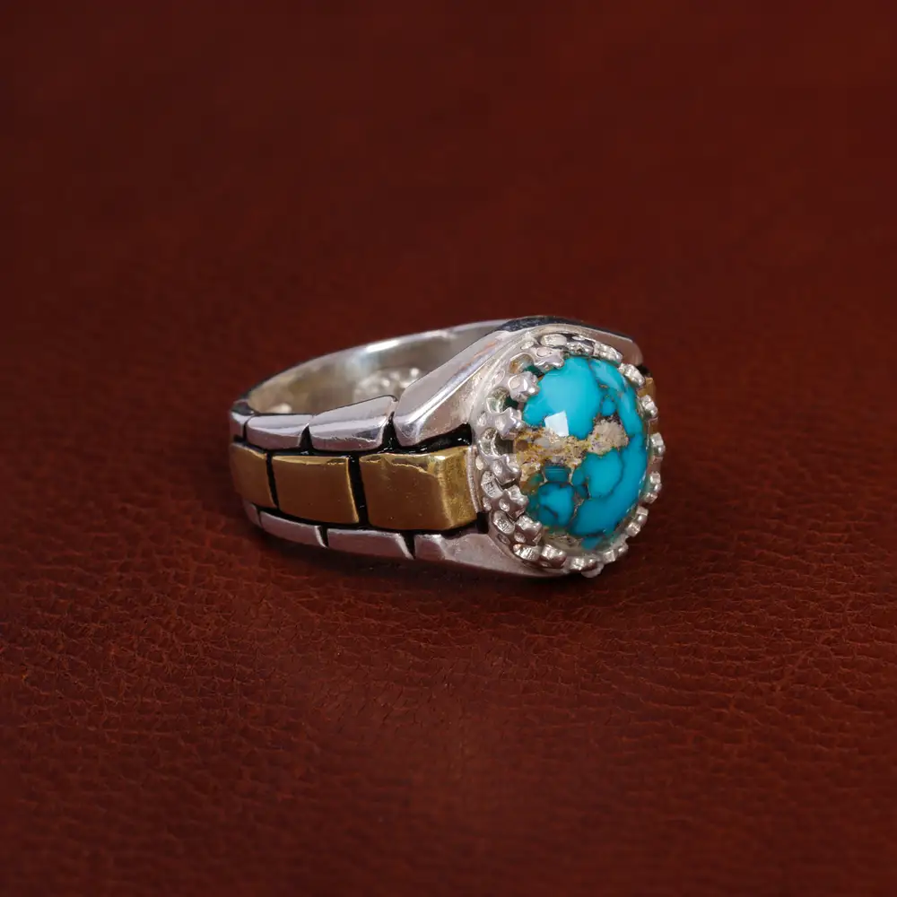 انگشتر فیروزه شجری مردانه کد 15772