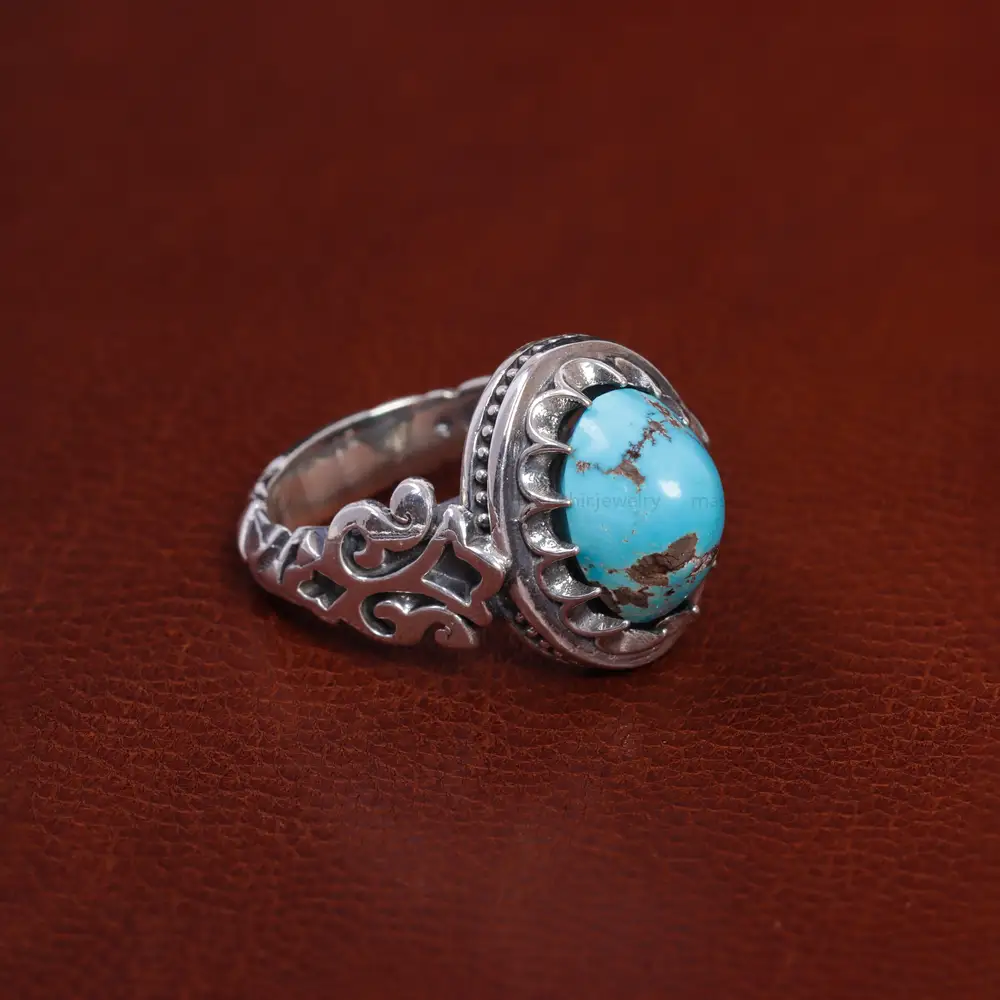 انگشتر فیروزه شجری مردانه کد 15779