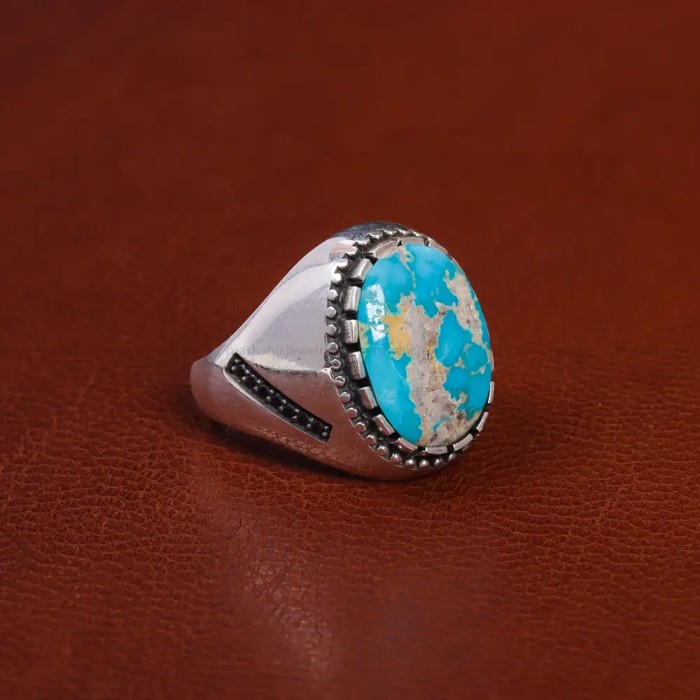 انگشتر فیروزه شجری مردانه کد 15829
