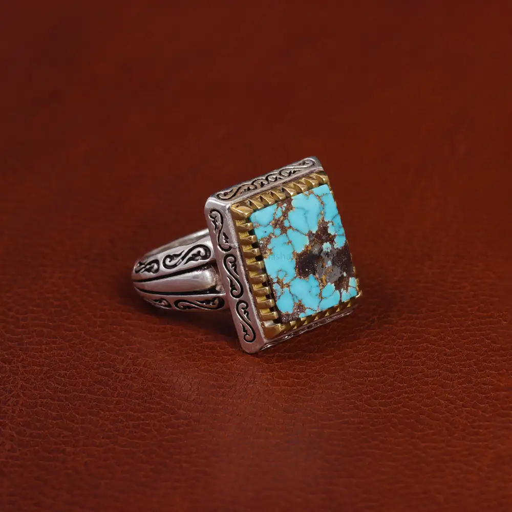 انگشتر فیروزه شجری مردانه کد 15844