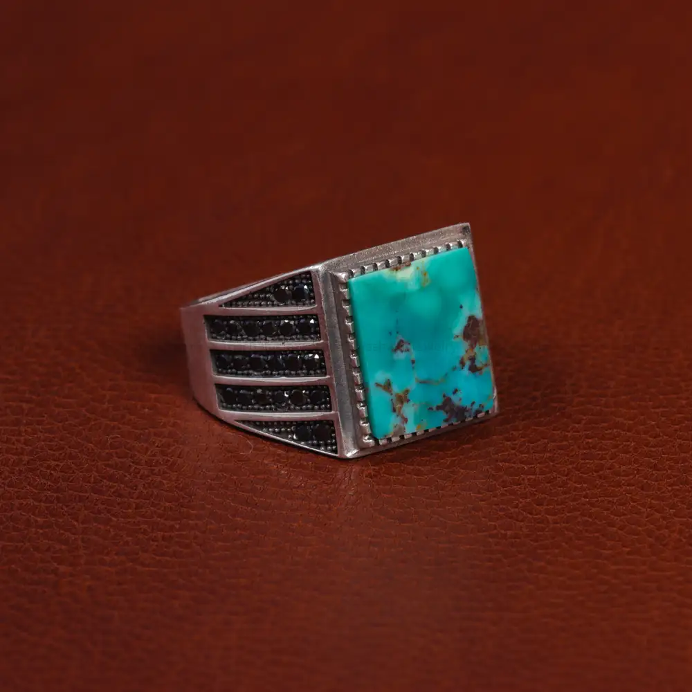 انگشتر فیروزه شجری مردانه کد 15845