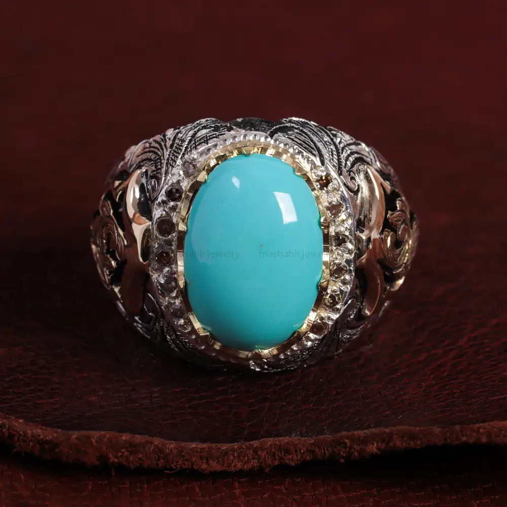 انگشتر فیروزه شجری مردانه کد 15156