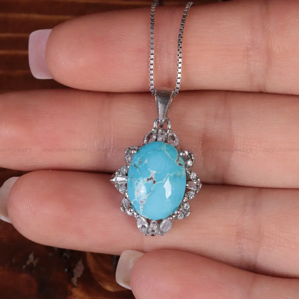 گردنبند فیروزه زنانه کد 15411