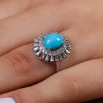 انگشتر فیروزه عجمی زنانه کد 15445