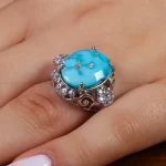 انگشتر فیروزه شجری زنانه کد 15450