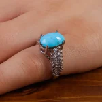 انگشتر فیروزه عجمی زنانه کد 15475