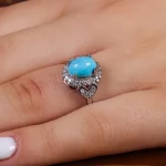 انگشتر فیروزه عجمی زنانه کد 15480