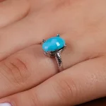 انگشتر فیروزه عجمی زنانه کد 15484