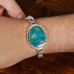 دستبند فیروزه مردانه کد 15490