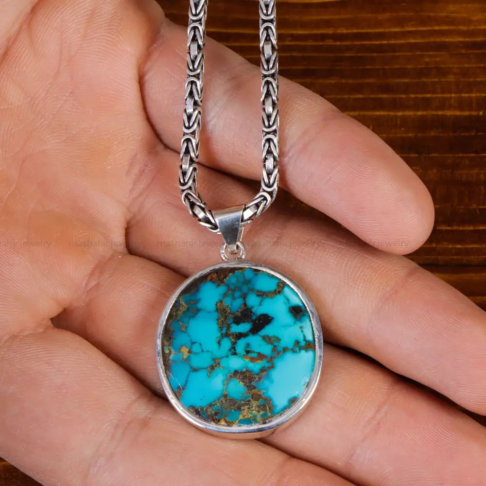 گردنبند فیروزه مردانه کد 15491