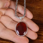 گردنبند عقیق یمن مردانه کد 15492