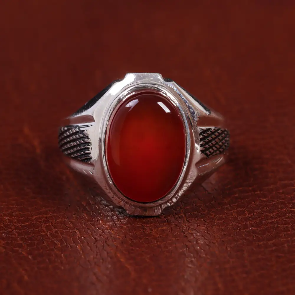 انگشتر عقیق مردانه کد 15506