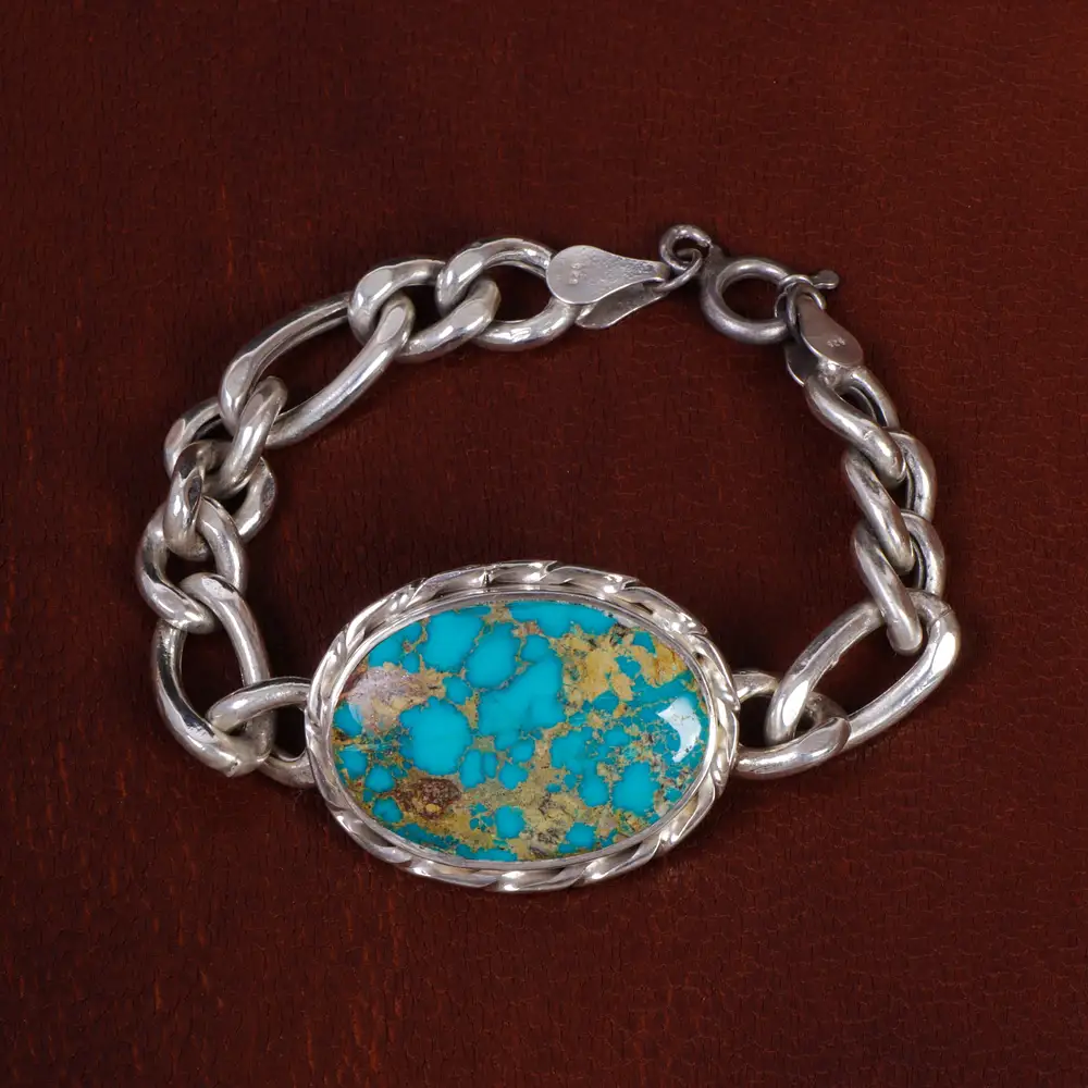 دستبند فیروزه مردانه کد 15521