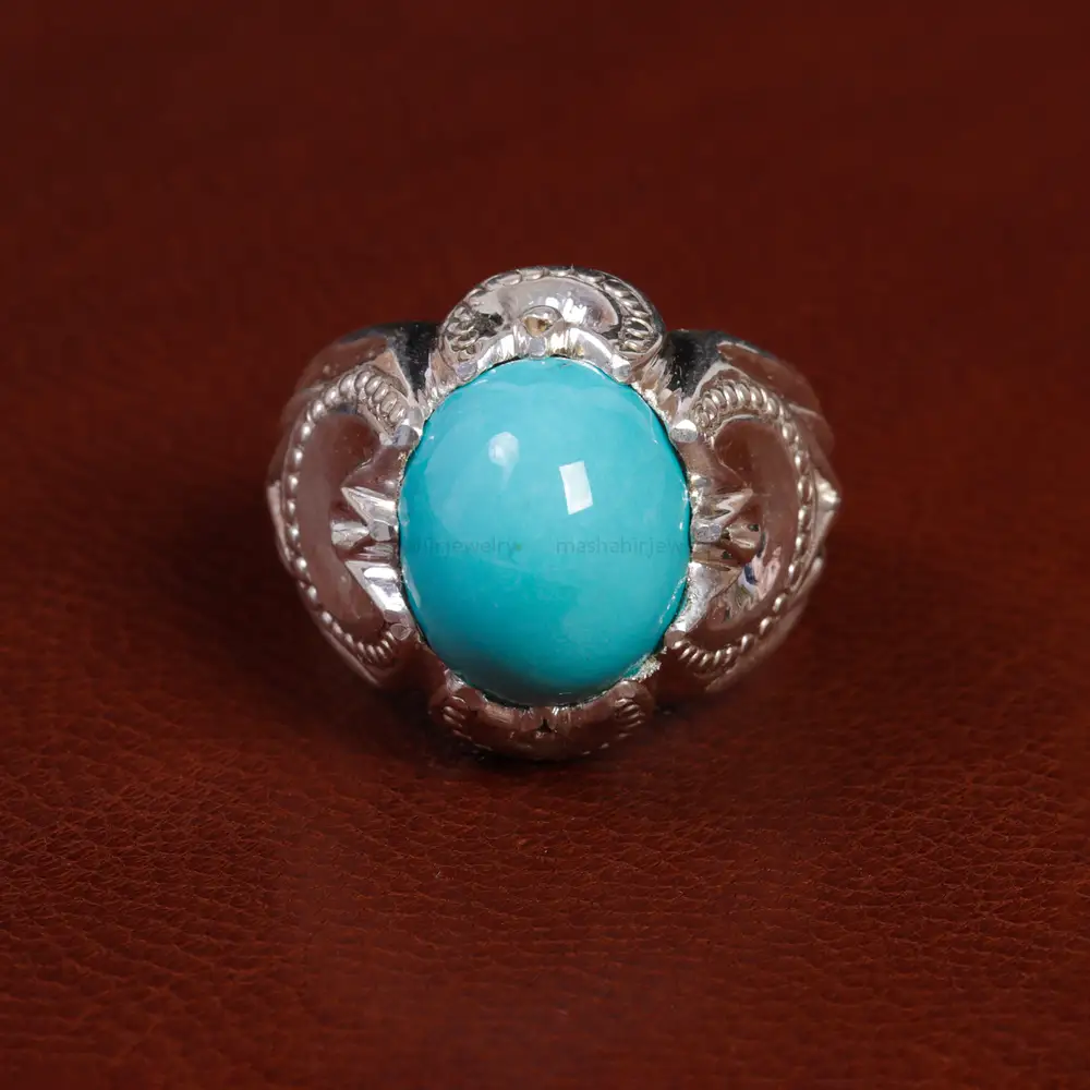 انگشتر فیروزه عجمی مردانه کد 15553