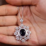 گردنبند سنتاتیک یاقوت کبود زنانه کد 15585