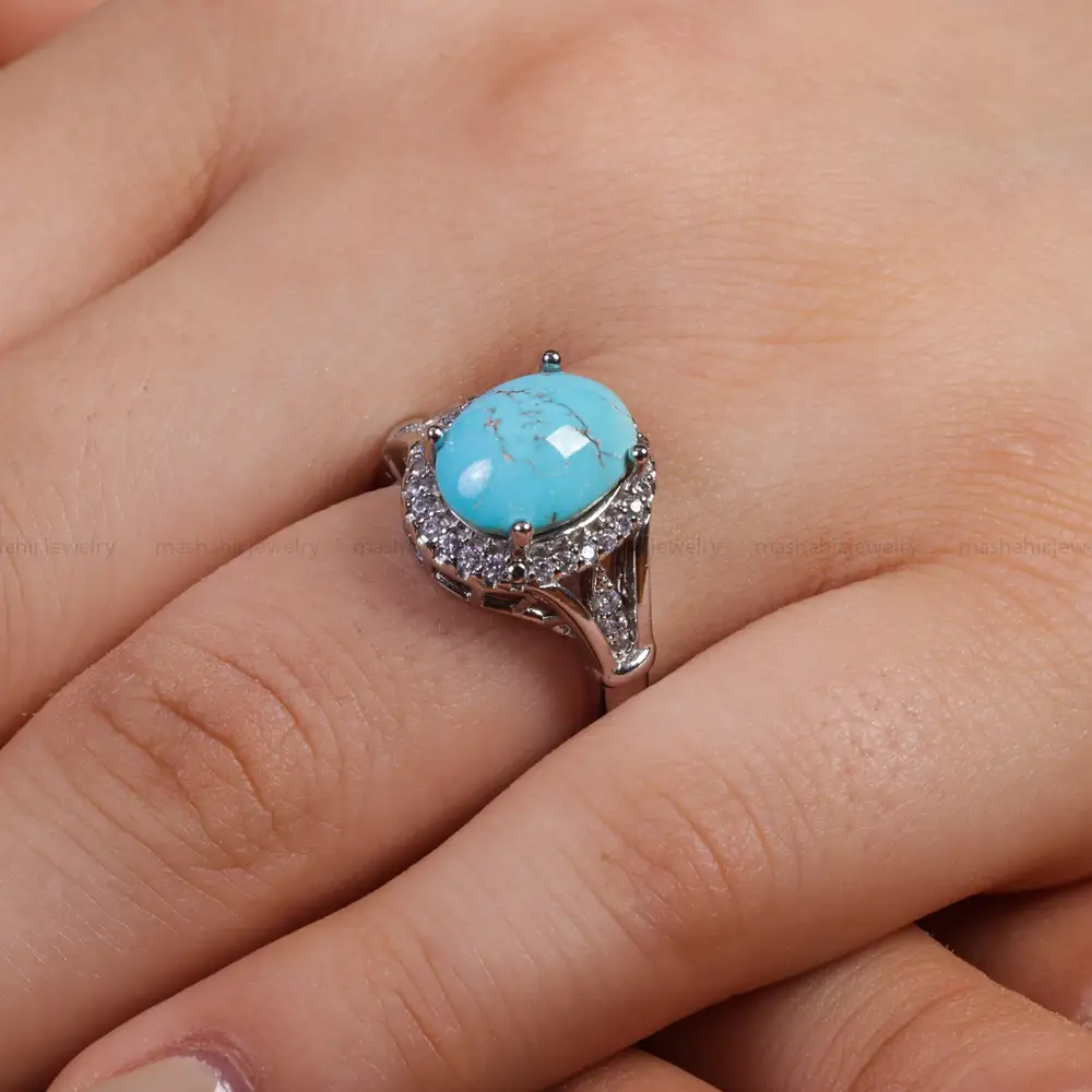 انگشتر فیروزه شجری زنانه کد 15599