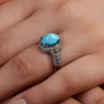 انگشتر فیروزه عجمی زنانه کد 15615