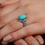 انگشتر فیروزه عجمی زنانه کد 15624