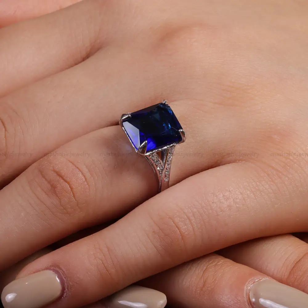 انگشتر یاقوت کبود سنتاتیک زنانه کد 15669