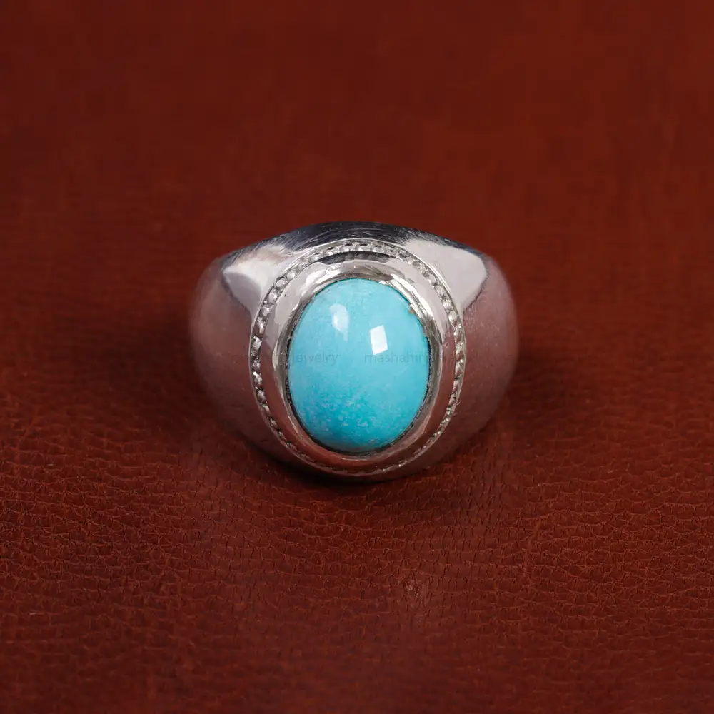 انگشتر فیروزه عجمی مردانه کد 15692