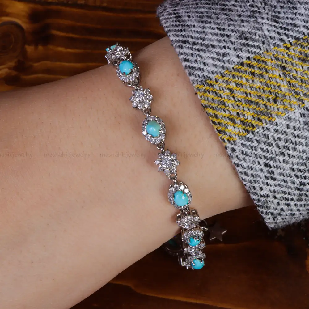 دستبند فیروزه زنانه کد 15709