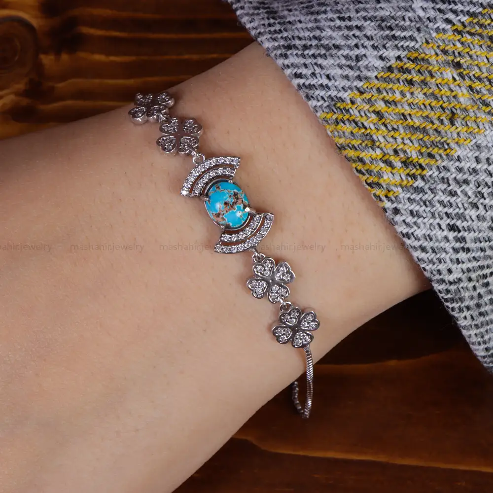 دستبند فیروزه زنانه کد 15710