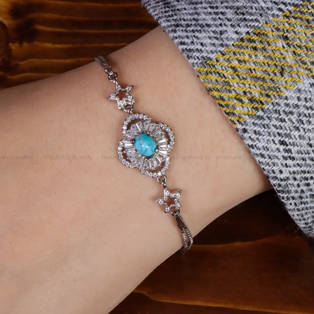 دستبند فیروزه زنانه کد 15711