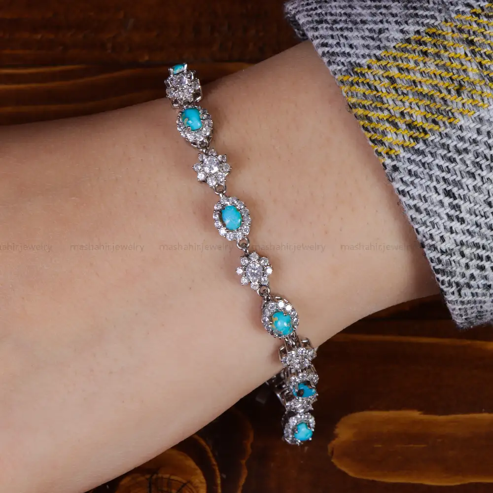 دستبند فیروزه زنانه کد 15712