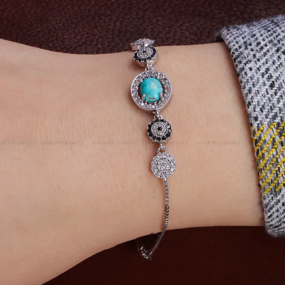 دستبند فیروزه زنانه کد 15718