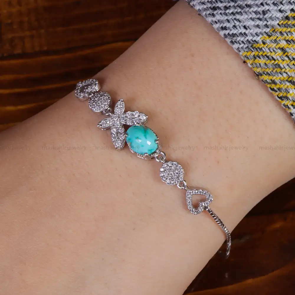 دستبند فیروزه زنانه کد 15728