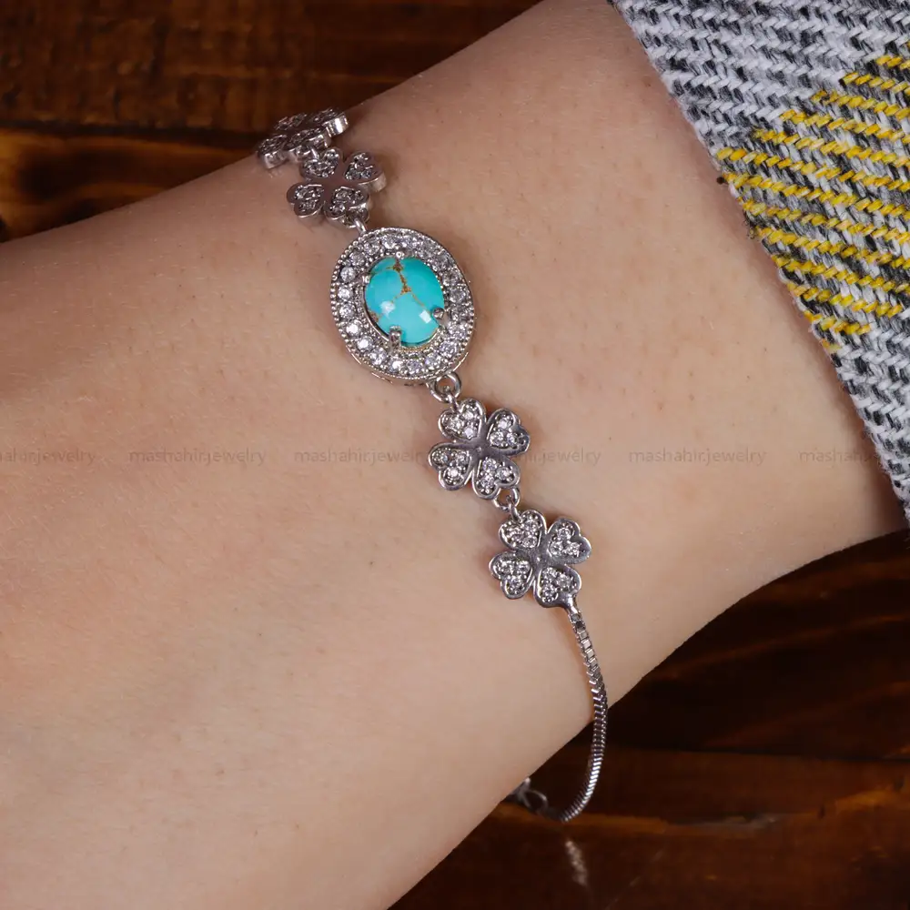 دستبند فیروزه زنانه کد 15729