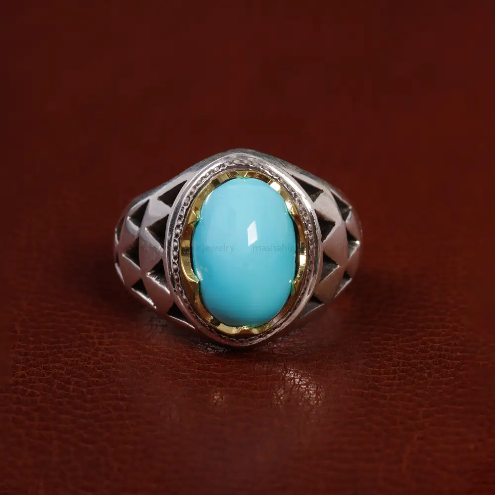 انگشتر فیروزه عجمی مردانه کد 15741