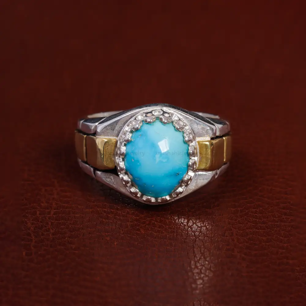 انگشتر فیروزه شجری مردانه کد 15743