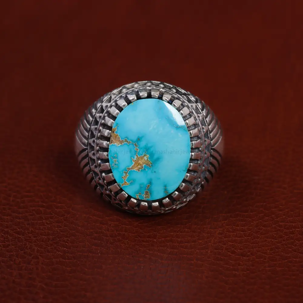 انگشتر فیروزه شجری مردانه کد 15750