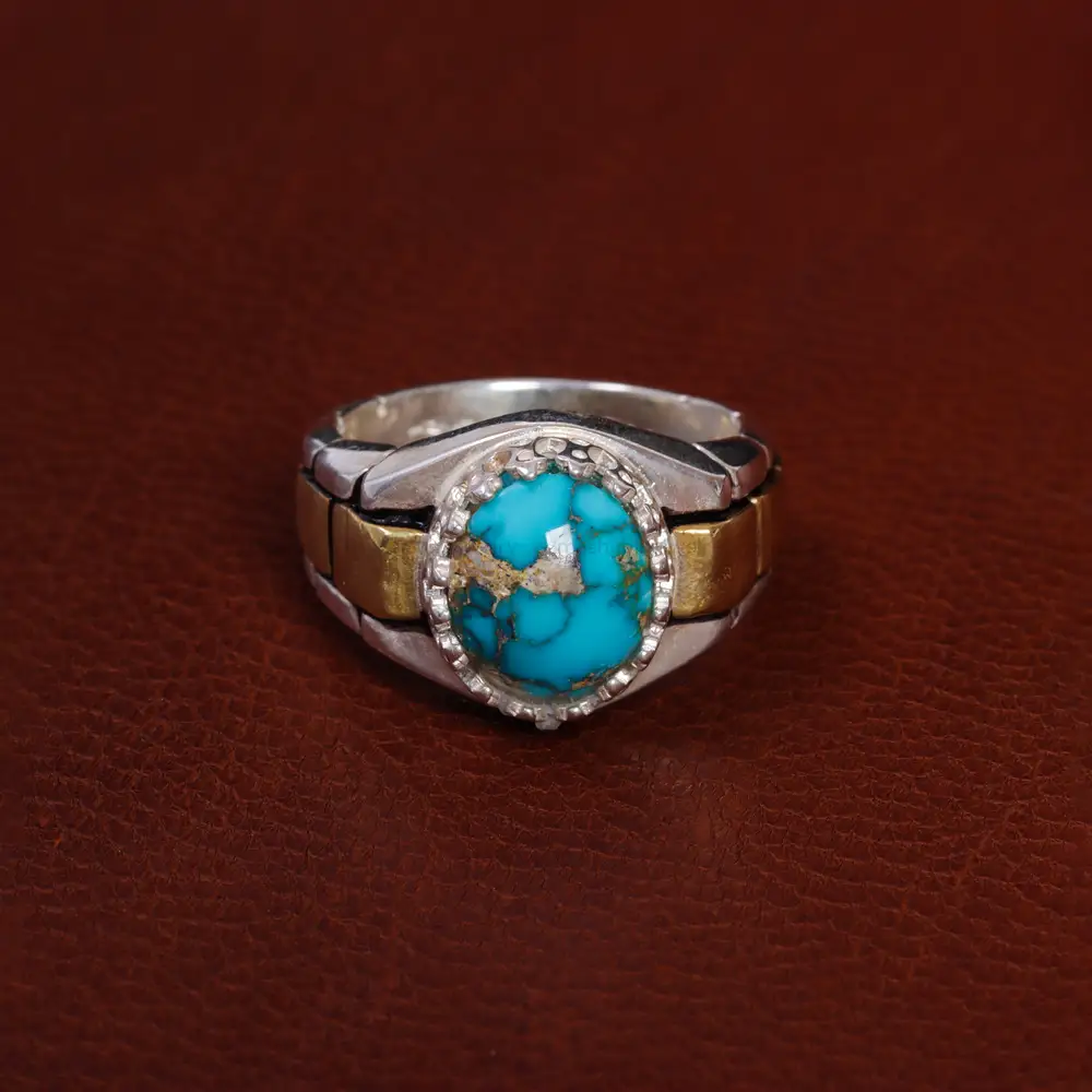 انگشتر فیروزه شجری مردانه کد 15772