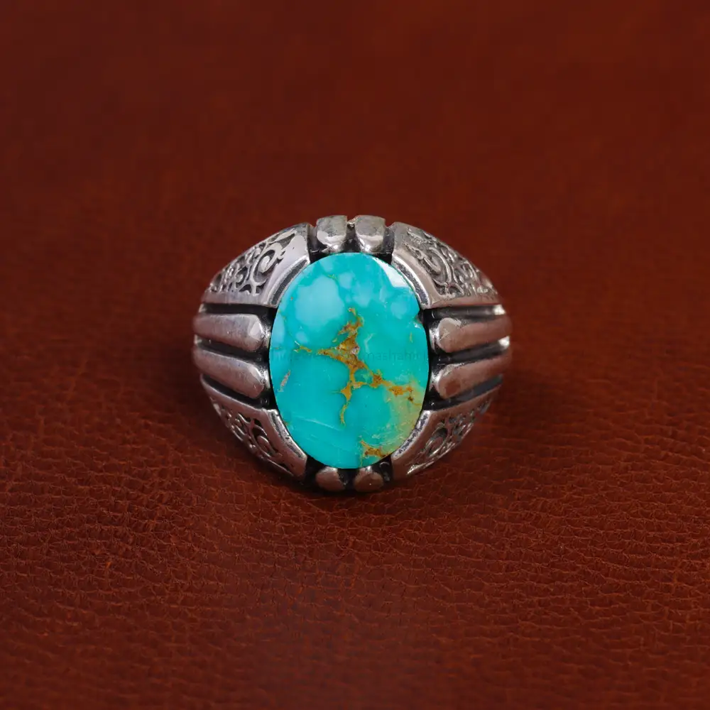 انگشتر فیروزه شجری مردانه کد 15817