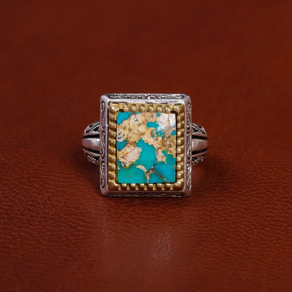 انگشتر فیروزه شجری مردانه کد 15828