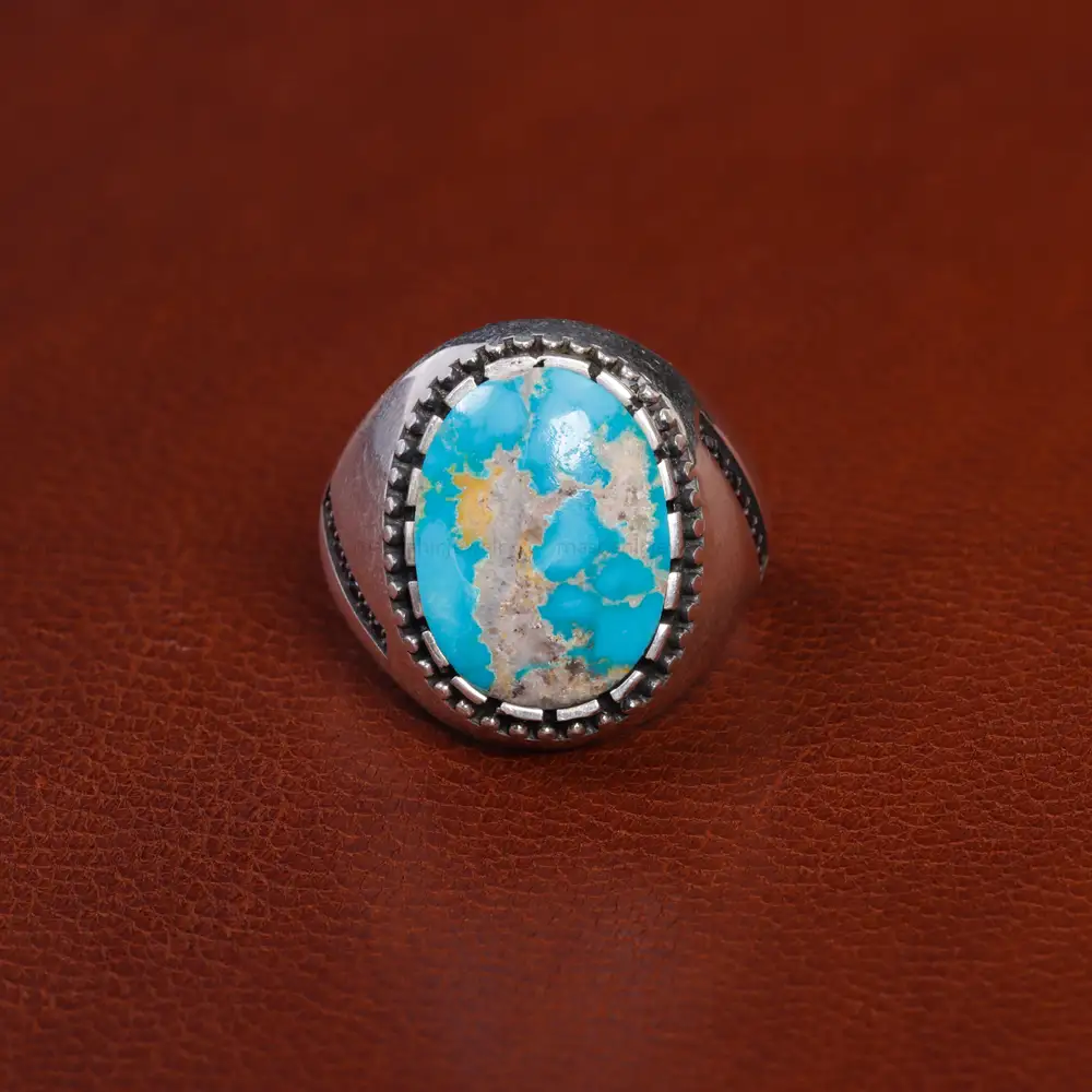 انگشتر فیروزه شجری مردانه کد 15829