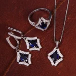 نیم ست سنتاتیک یاقوت کبود زنانه کد 15568