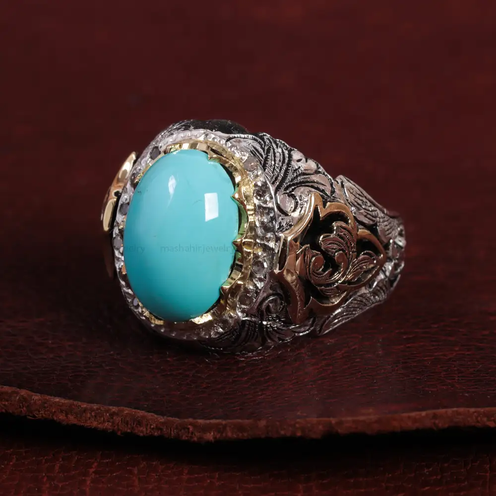 انگشتر فیروزه شجری مردانه کد 15156