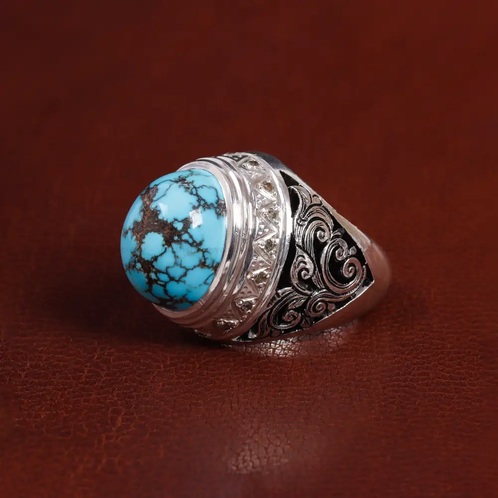 انگشتر فیروزه شجری مردانه کد 15529