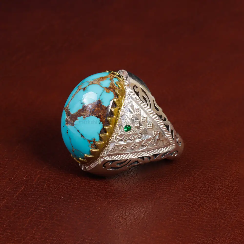 انگشتر فیروزه شجری مردانه کد 15532