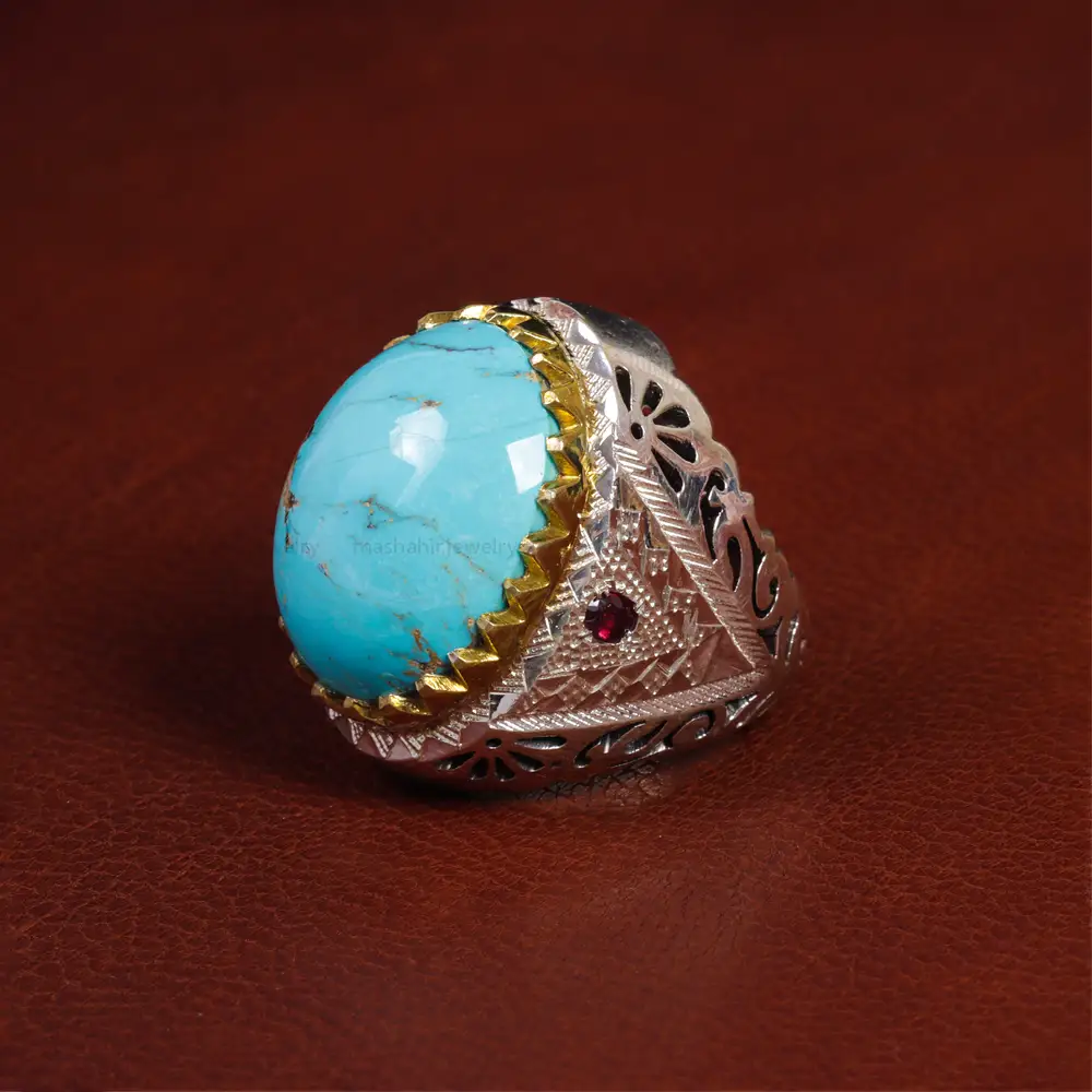 انگشتر فیروزه شجری مردانه کد 15536