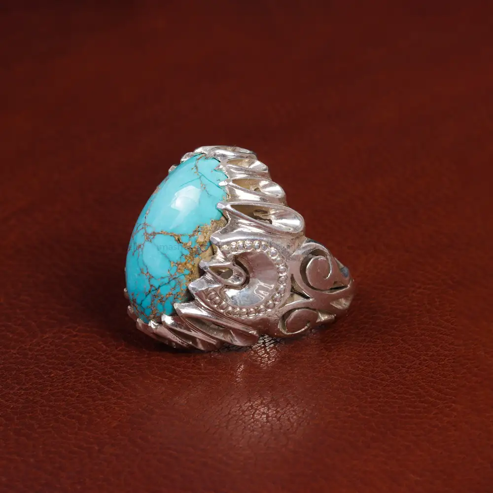 انگشتر فیروزه شجری مردانه کد 15545