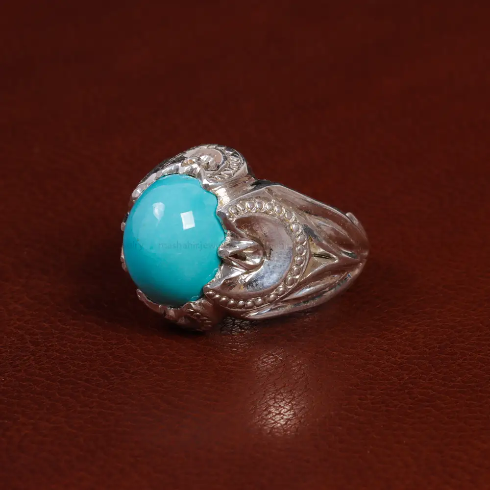 انگشتر فیروزه عجمی مردانه کد 15553