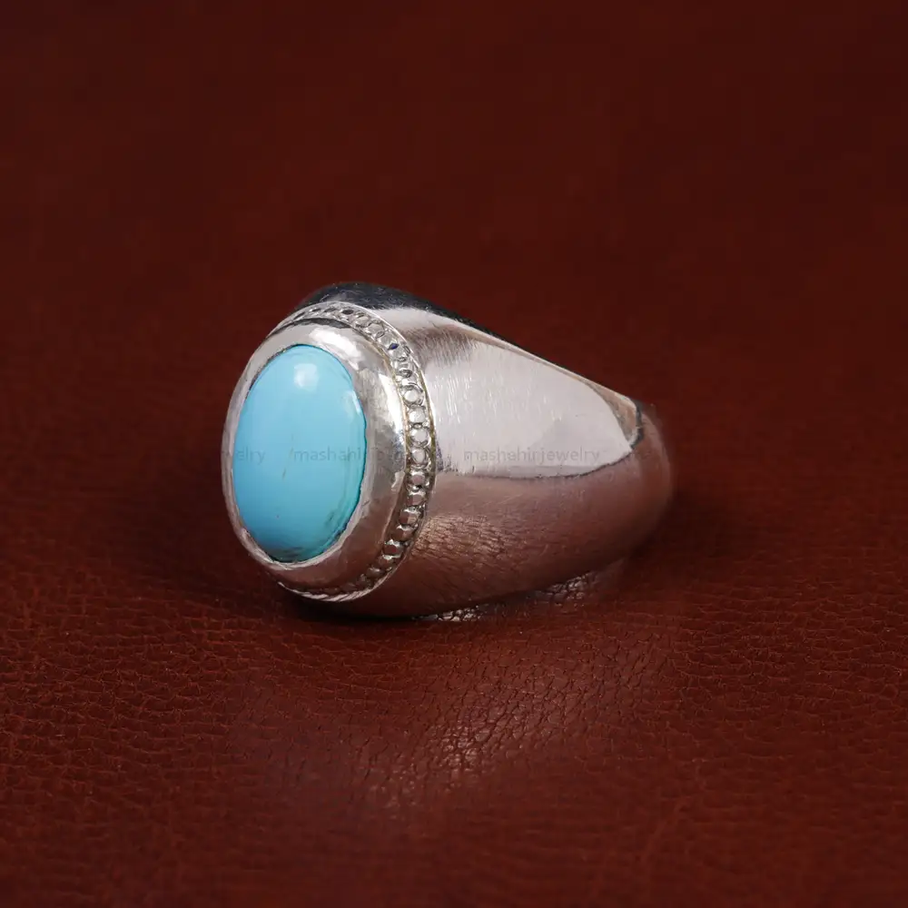 انگشتر فیروزه عجمی مردانه کد 15691